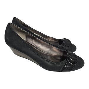 COACH "Millie" Black Nubuck Leather Wedge Pump Shoes - Size 10
